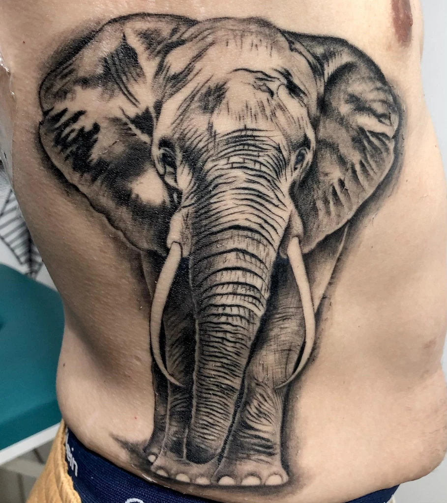 tatuaje en el torso de un elefante